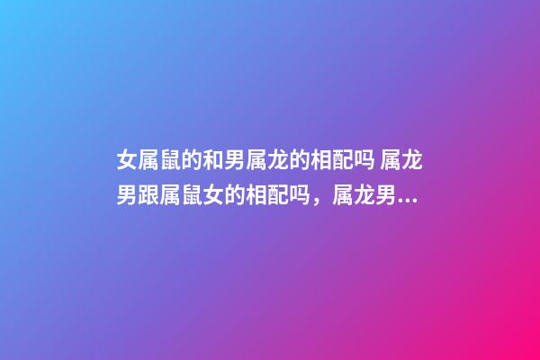女属鼠的和男属龙的相配吗 属龙男跟属鼠女的相配吗，属龙男和属鼠女相配婚姻如何-第1张-观点-玄机派